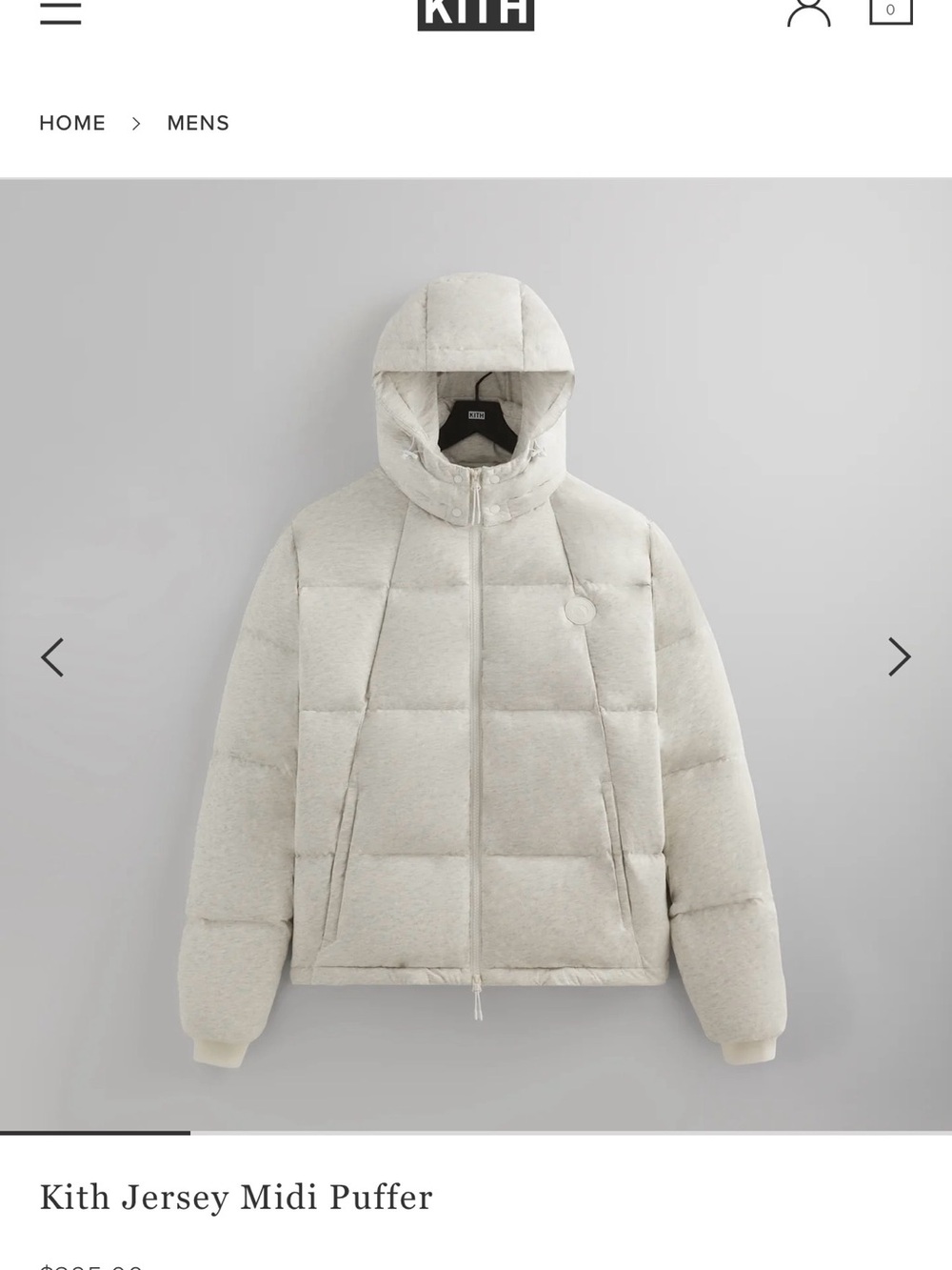 Men’s Kith Light Gray Puffer Jacket